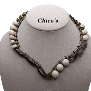 Chico's Collar Necklace, Semi-Precious Stones, 16", NWT, Made in India